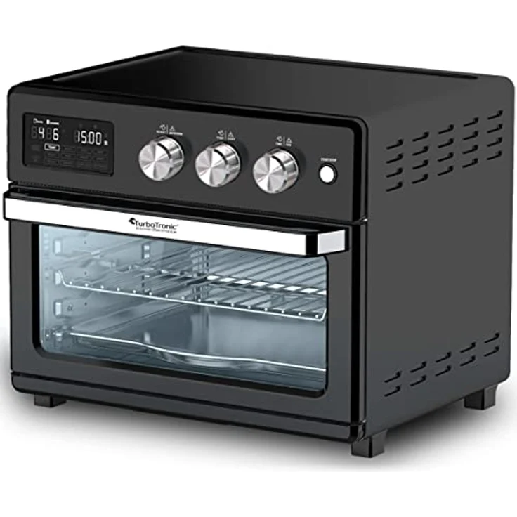 TurboTronic digitaler Heißluftofen - XXL 32 Liter mit Drehspieß für Hähnchen 5 in1 Mini Backofen, Dörrer & Power Heißluftfritteuse Airfryer ab 25°C – Bild 5
