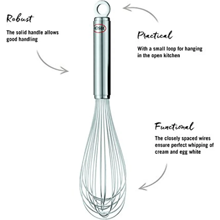 RÖSLE Schlagbesen, hochwertiger Schneebesen mit massivem Rundgriff und Aufhängeöse, Edelstahl 18/10, spülmaschinengeeignet, 32 cm – Bild 3