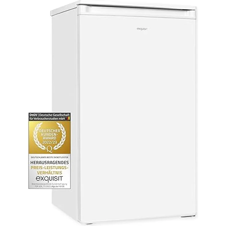 Exquisit Kühlschrank KS5117-3-040E weiss | 81 l Volumen | Kühlschrank mit Gefrierfach freistehend | LED-Licht | Gemüsefach | Freistehender Kühlschrank mit Gefrierfach – Bild 1