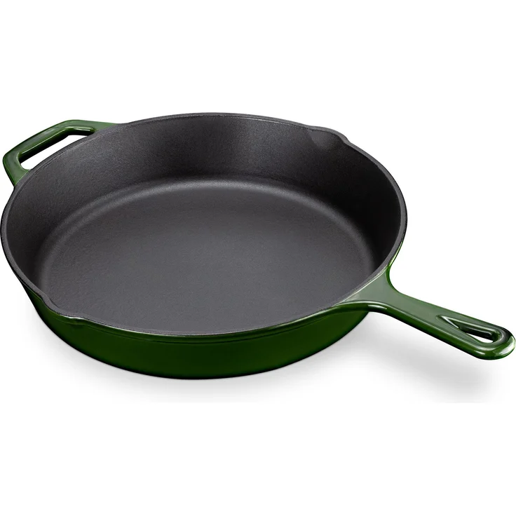 Navaris Gusseiserne Bratpfanne - 30cm Steakpfanne emailliert, Gusseisen (1-St) - Profi Küchenpfanne mit Ausgießern – Bild 1