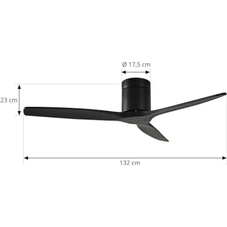 Lucande Deckenventilator Vindur, 132 cm, Schwarz, mit 3 Lüfterflügeln und Fernbedienung – Bild 3