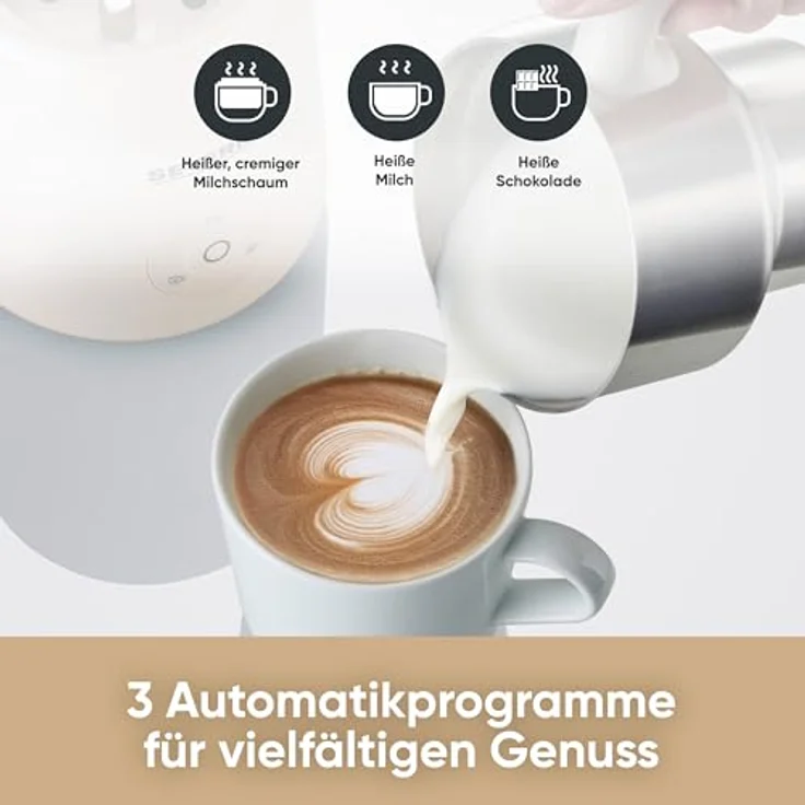 SEVERIN Design Induktions-Milchaufschäumer, elektrischer Milchschäumer mit Schokoladen-Funktion, geeignet für vegane Milch, Aesthetic, beige, SM 3589 – Bild 2