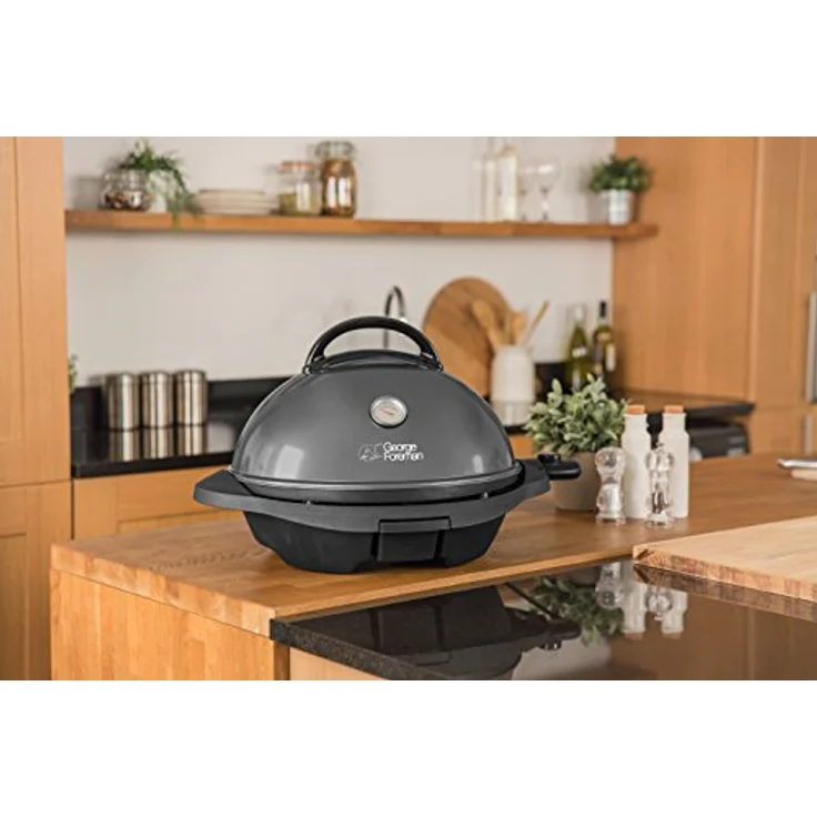 George Foreman 22460-56 Stand- & Tischgrill 2-in-1, Universal-Grill für Innen- und Außennutzung, Ø 44,5cm, außenliegendes Thermometer, 2400 Watt, schwarz – Bild 3