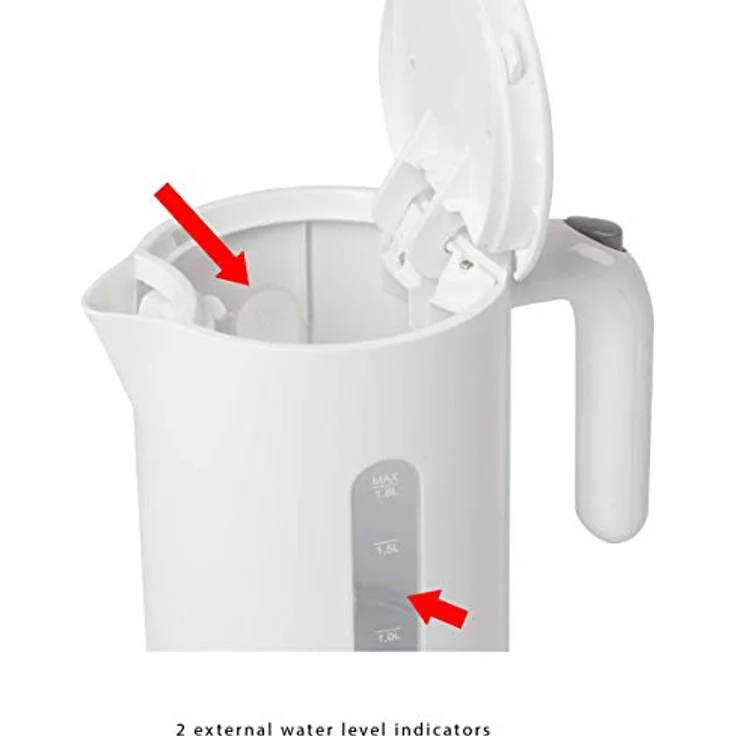 Bomann WK 5012 CB Wasserkocher, 1,8 L, Kalkfilter (herausnehmbar), verdecktes Edelstahlheizelement, 2 außenliegende Wasserstandsanzeigen – Bild 6
