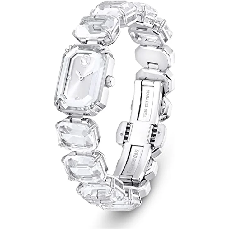Swarovski Uhr, Silberne Damenuhr mit Edelstahlarmband und Strahlenden Swarovski Kristallen – Bild 2