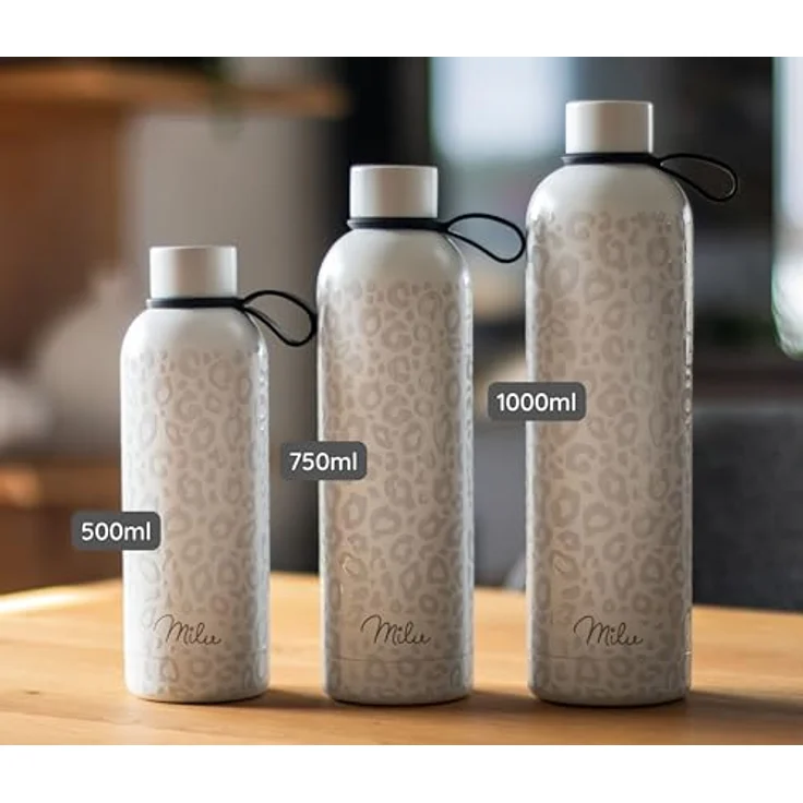 Milu Thermosflasche 500ml, Edelstahl doppelwandig, auslaufsicher, kohlensäuregeeignet, inkl. Reinigungsbürste, Diamond-Sand – Bild 5