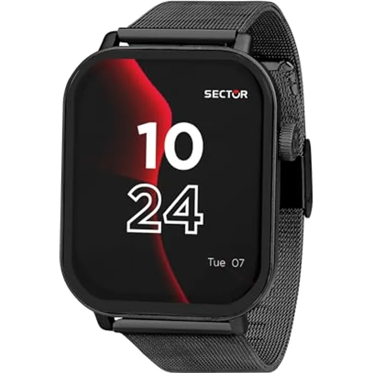 Sector No Limits S-07 Smartwatch Herren, Digital, 38 mm, Milanaise-Mesh-Stahlarmband, IP68 wasserdicht, Geschenk für Freund, Papa
