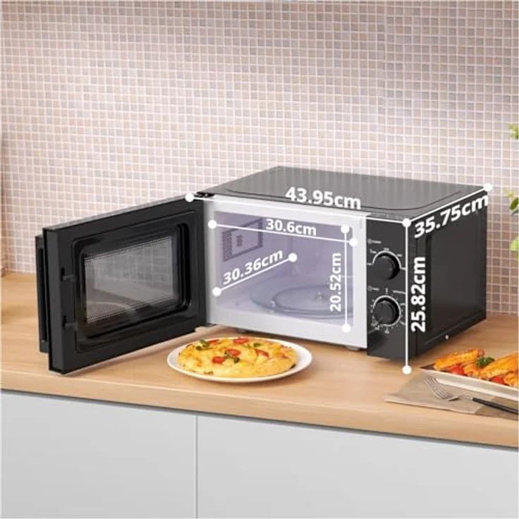 comfee CMSN 20 BK, Solo-Mikrowelle mit 20 Liter Garraum, 700 Watt, 5 Leistungsstufen, schwarzes Design – Bild 5