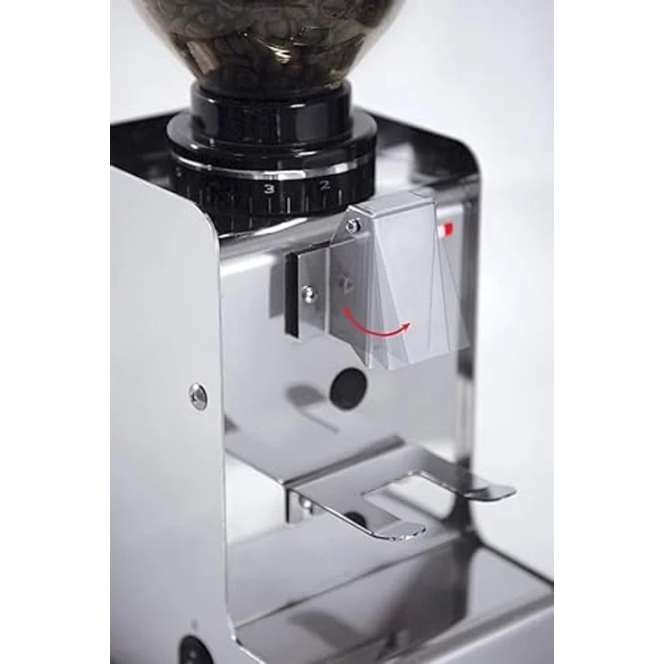 Quick Mill Mahlwerk Evo, Halbautomatische Kaffeemühle mit Glas-Trichterbehälter für 400 g Kaffeebohnen, Silber – Bild 2