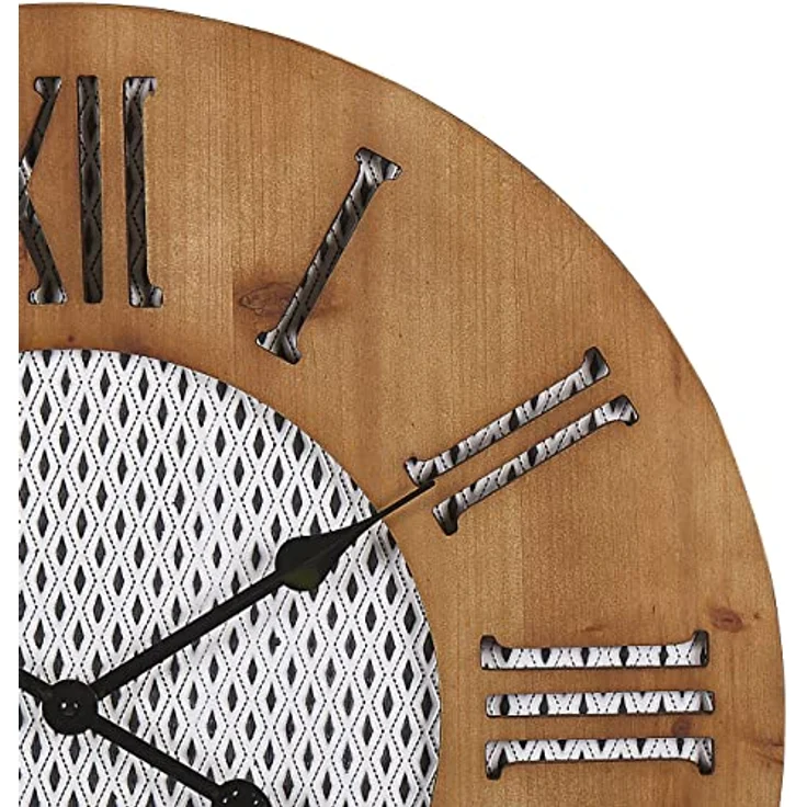 Beliani Moderne Wanduhr rund dunkle Holzoptik weiß römischen Zahlen Cuilco, batteriebetrieben, Unikat in präziser Handarbeit hergestellt – Bild 4