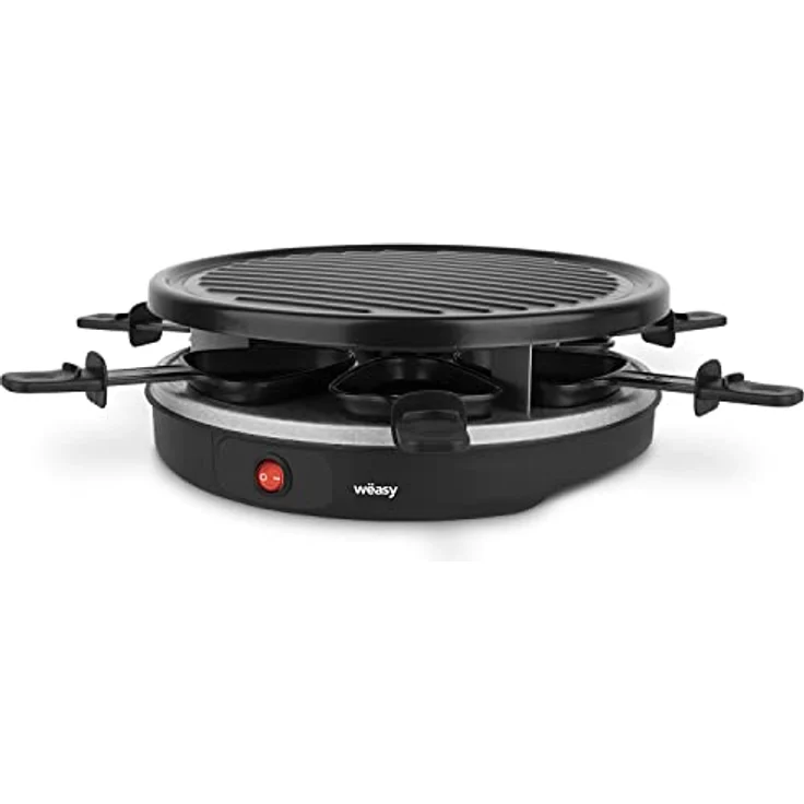 Raclette & Grill für 6 Personen Luga60 Wëasy, abnehmbare Grillplatte, leicht zu reinigen, 6 Pfannen mit Antihaftbeschichtung, spülmaschinenfest, schwarz, 900 W – Bild 2