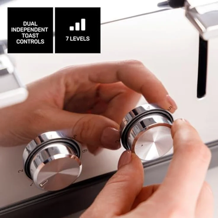 Taurus Toaster Vintage Four 1900 W, 4 Schlitze 135x35 mm, 7 Bräunungsstufen, 3 Funktionen, Edelstahlgehäuse, Grau – Bild 3