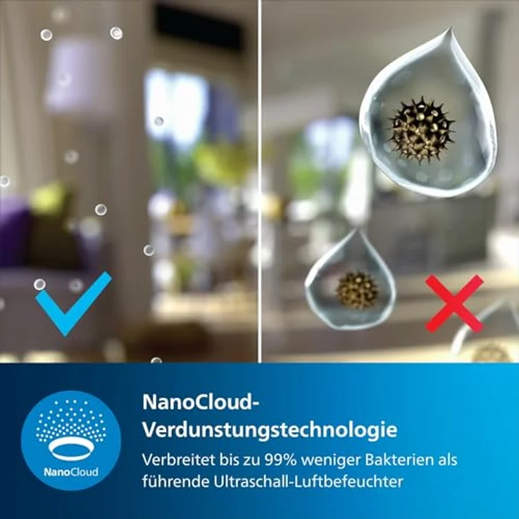 Philips Luftbefeuchter 3000 Serie HU3918-10 (bis zu 45m², hygienische NanoCloud-Technologie, leiser Nachtmodus, Automodus, 3 Liter Wasserbehälter) schwarz – Bild 3