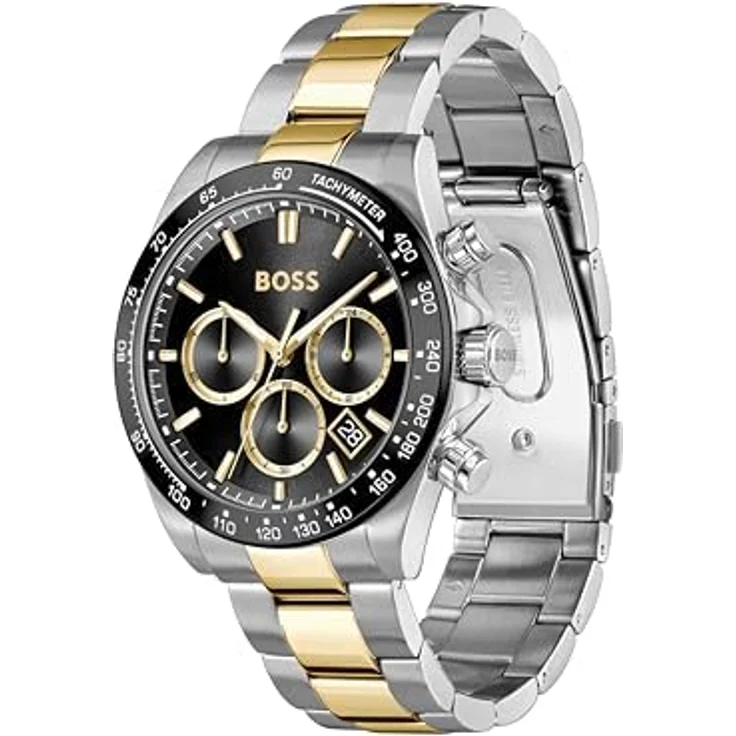 BOSS Chronograph HERO 2.0 1514269, Quarzuhr mit Edelstahlarmband, schwarz-silberfarben, Wasserdicht bis 5 bar, Tachymeter, analog, Tag – Bild 2