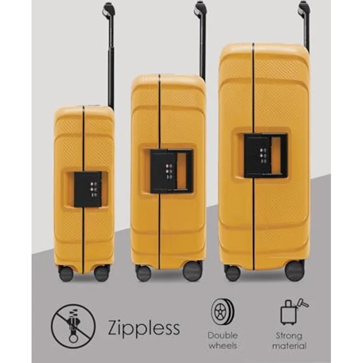REDOLZ Hartschalen Koffer-Set 3-teilig ohne Reißverschluss | 3-Punkt-Verschluss-System | aus hochwertigem Polypropylen Material | 4-Doppelrollen & TSA-Schloss für Damen & Herren (Essentials 15) – Bild 2