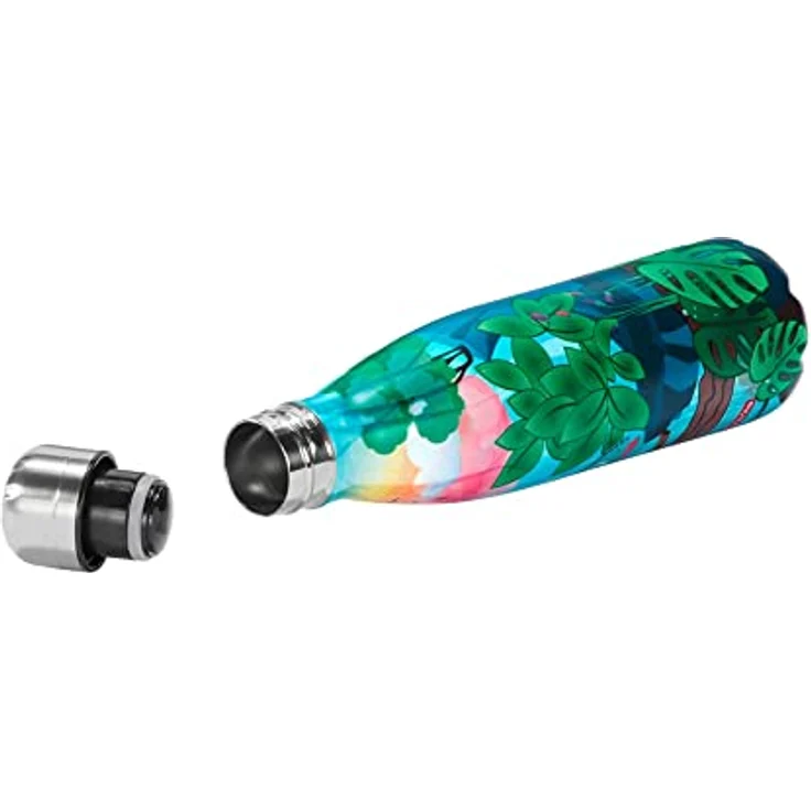 Step by Step Isolierte Trinkflasche aus Edelstahl, grün-türkis, für kohlensäurehaltige Getränke, auslaufsicher mit Schraubverschluss, BPA-frei und 100% recycelbar, Schule & Freizeit, 0,5 Liter – Bild 2