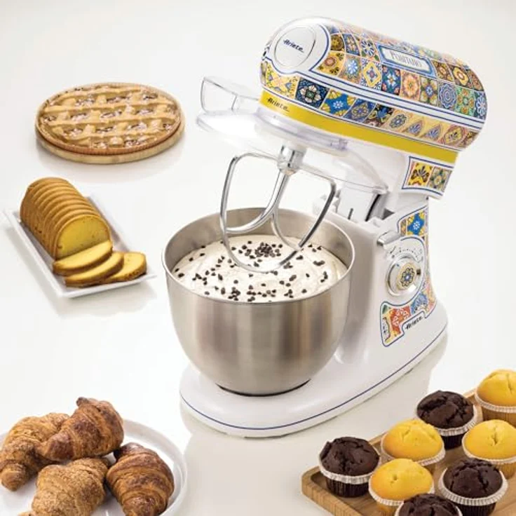 Ariete Knetmaschine 1588, Positano - Mediterraner Stil, 2400 Watt Motor, 7 Geschwindigkeiten, 5,5 Liter Edelstahlbecher – Bild 3