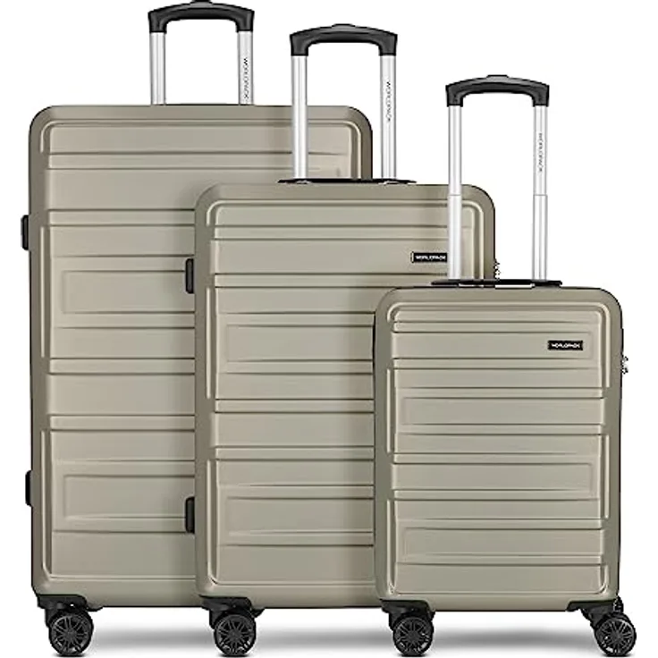 Worldpack New York 2.0 Koffer Set-Groß | Trolley mit 4-Rollen und Zahlenschloss - Hartgepäck mit Wäschefach, Kreuzpackgurt, Tragegriff | Volumen: 38 L / 63 L / 96 L