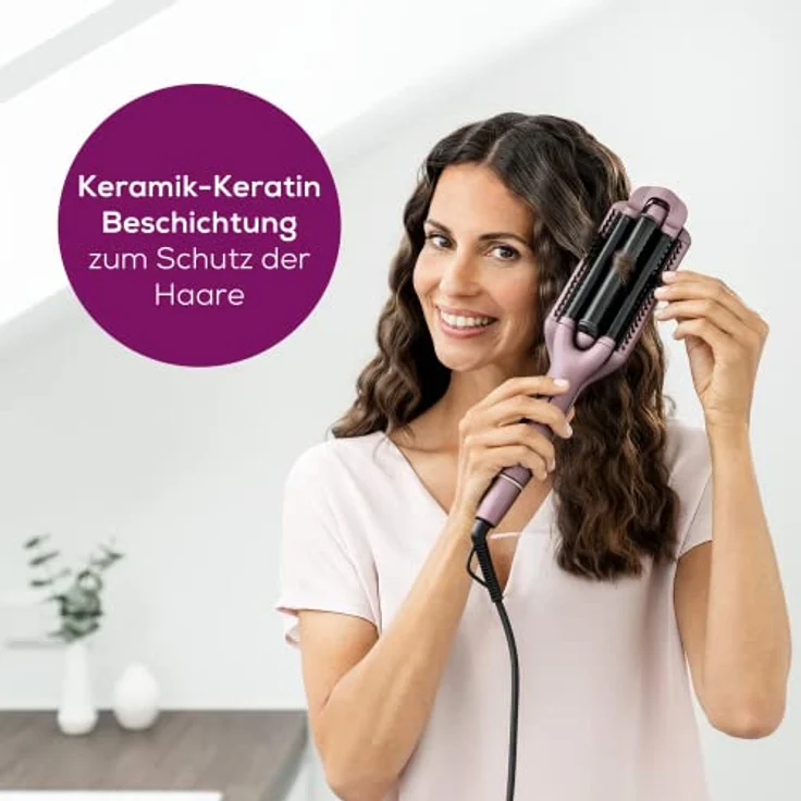 Beurer HT 65 Welleneisen, zum Stylen von 4 verschiedenen Wellenstyles, Temperaturstufen von 160-210°C für jeden Haartyp, Keramik-Keratin Beschichtung zum Schutz der Haare, Abschaltautomatik – Bild 4