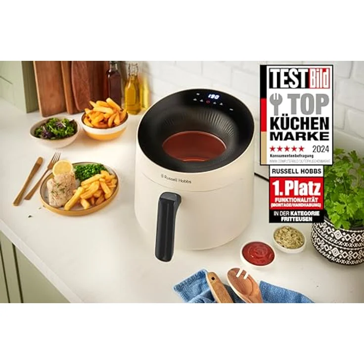 Russell Hobbs Heißluftfritteuse 5L SatisFry Panoramic 27421-56, AirFryer mit 10 Programmen und Sichtfenster, Creme – Bild 2