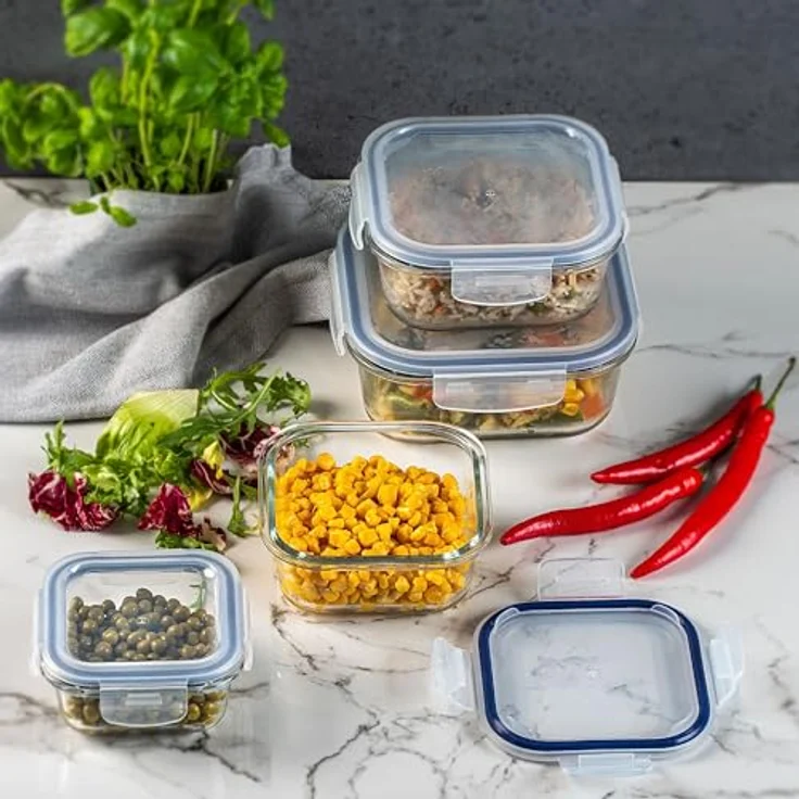 KADAX Glasbehälter Set, 3 Stück 320/520/800 ml, luftdicht, spülmaschinen- und mikrowellengeeignet, aus Borosilikatglas – Bild 3