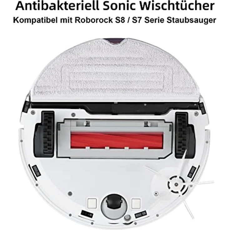 Alloytool 6 Stück Silberionen Wischtücher für Roborock S8/S8+/S7 MaxV, antibakteriell und waschbar, hellgrau – Bild 2