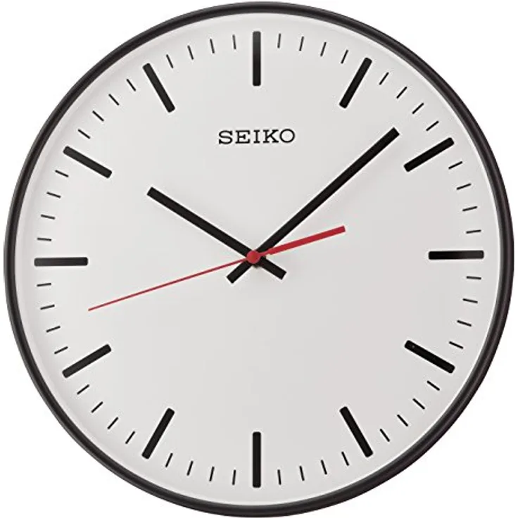 Seiko Wanduhr schwarz Kunststoff Schleichende Sekunde QXA701K Ø 29,5 x 4,6 cm