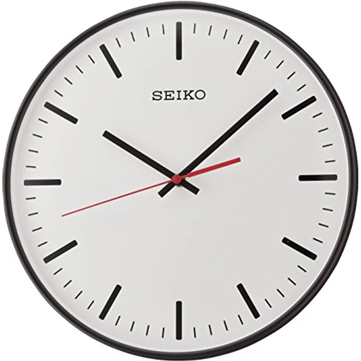 Seiko Wanduhr schwarz Kunststoff Schleichende Sekunde QXA701K Ø 29,5 x 4,6 cm – Bild 1