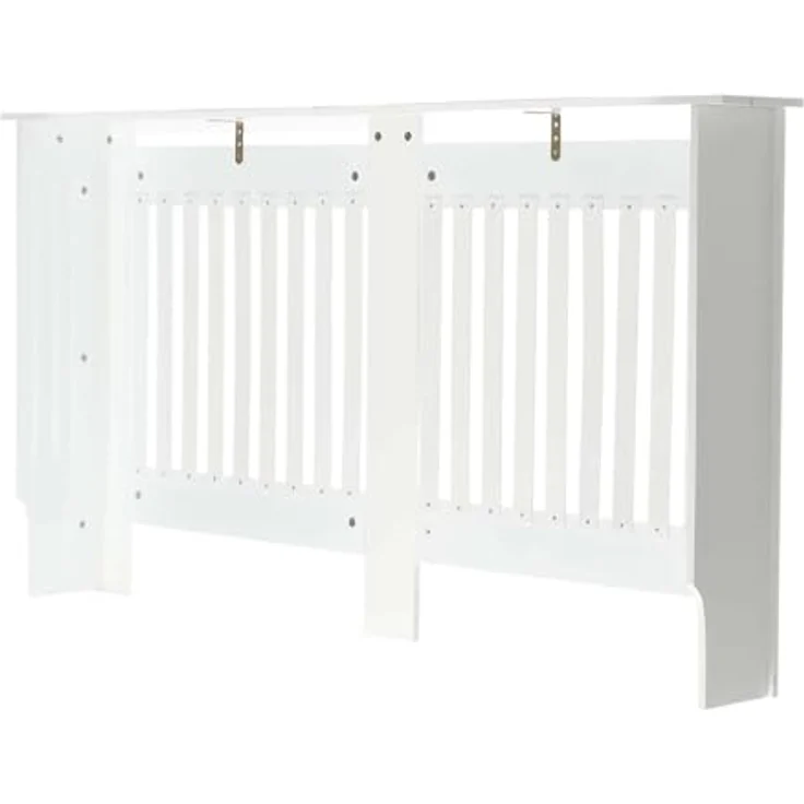 Toboli Heizkörperverkleidung Weiß, 172x19x82cm MDF Heizkörperabdeckung mit Lamellenoptik und kindersicherem Design – Bild 7