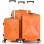 COFI 1453 Reisekoffer ABS-03 Koffer 3-teilig Hartschale Trolley Set Kofferset Handgepäck Gepäck Reisetasche Orange, Robustes ABS-Material, in verschiedenen Größen erhältlich