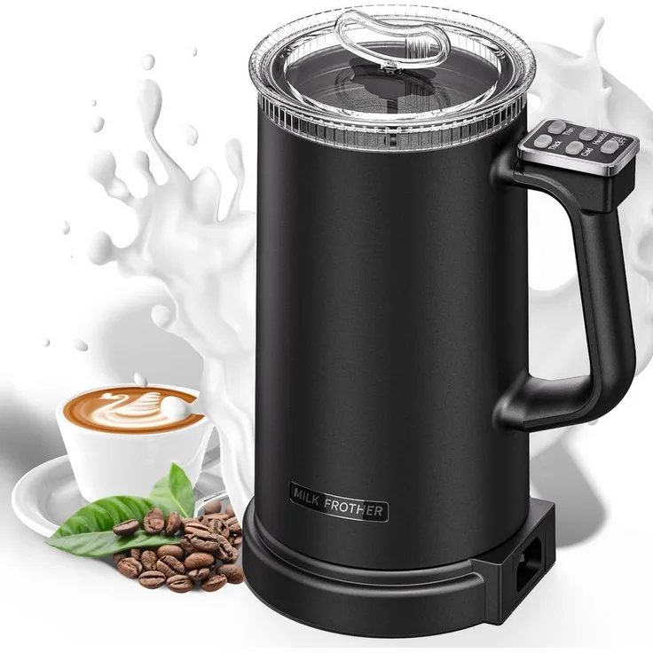 Forrlite 5-in-1 Elektrischer Milchaufschäumer, 1500 W, 350 ml, für heiße und kalte Milch, Edelstahl