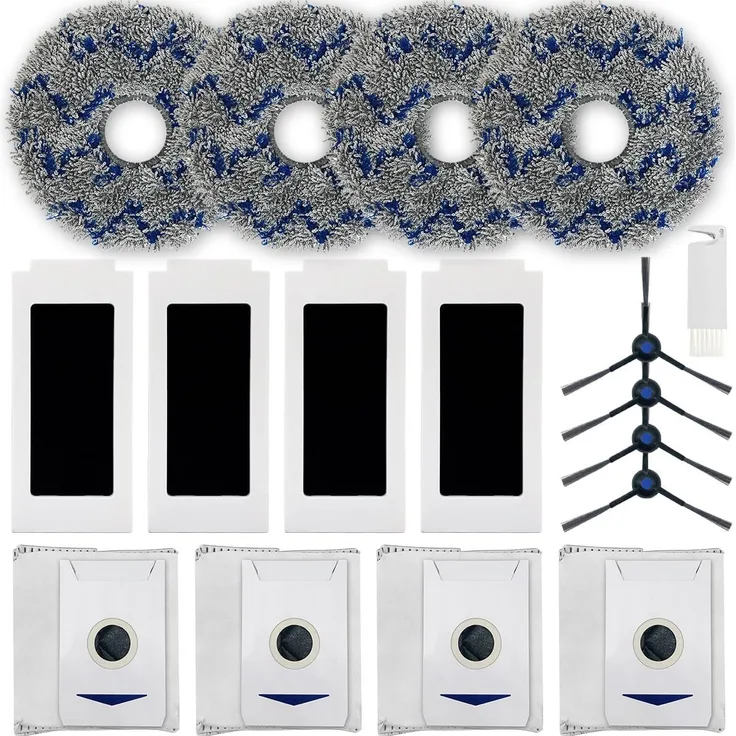 FELIXLEO Saugroboter Zubehör-Set für ECOVACS DEEBOT T30 Omni/T30 PRO, 17tlg. Ersatzteile mit HEPA-Filtern, Kantenbürsten und Wischtüchern