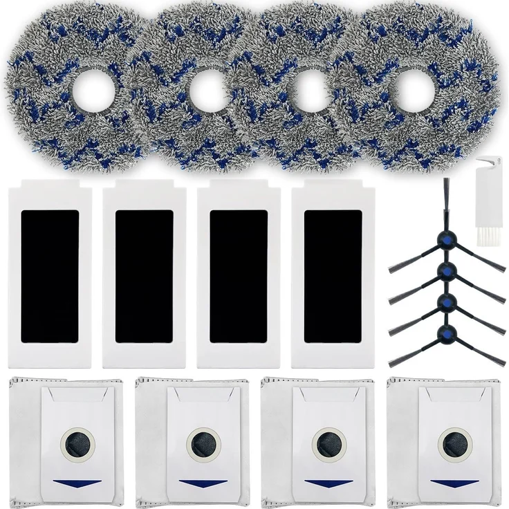 FELIXLEO Saugroboter Zubehör-Set für ECOVACS DEEBOT T30 Omni/T30 PRO, 17tlg. Ersatzteile mit HEPA-Filtern, Kantenbürsten und Wischtüchern