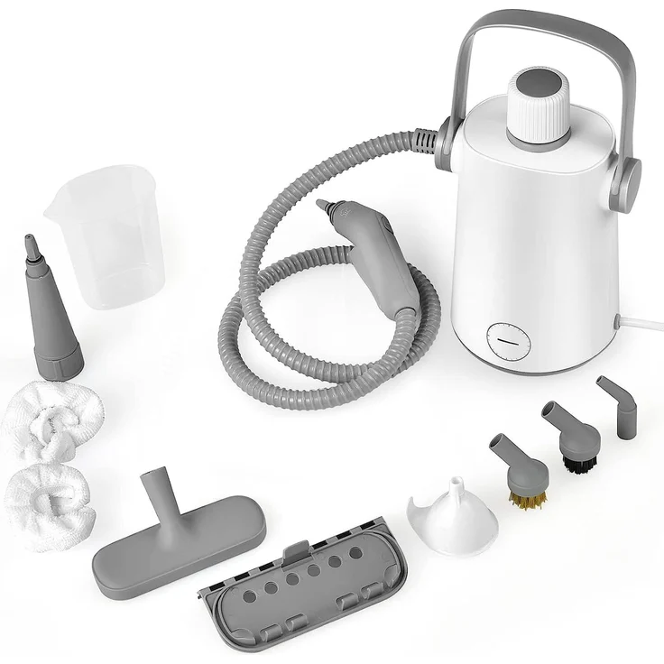 GOPLUS Hand Dampfreiniger 1000W, tragbarer Druckdampferzeuger Reinigungsmaschine 300ml Wasserkapazität, Haushaltsdampfbesen mit Zubehörteilen (Grau)