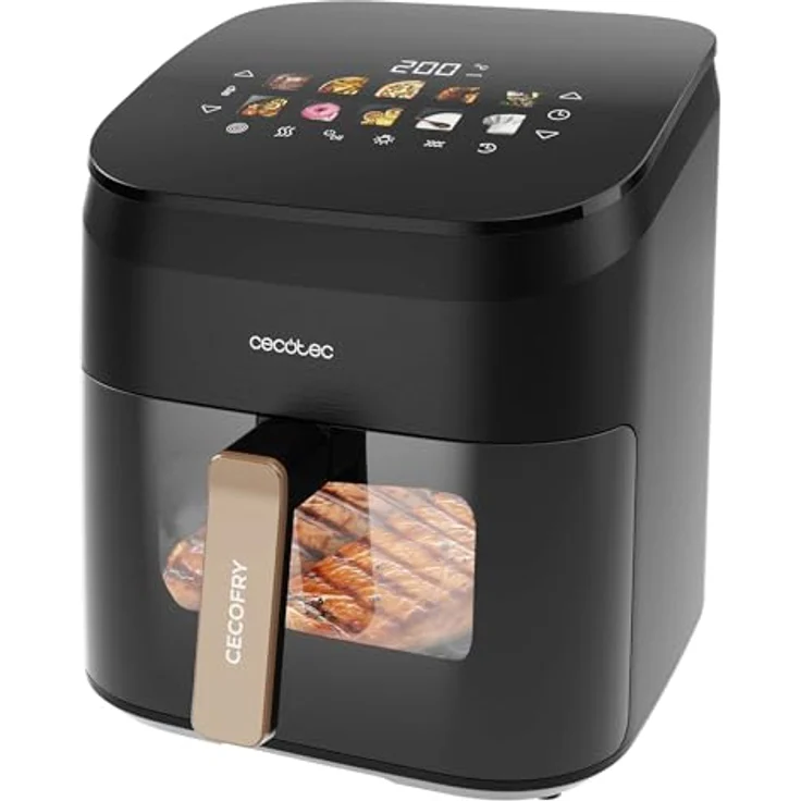 Cecotec Cecofry&Grill Smokin' 6500, Heißluftfritteuse ohne Öl 6,5L mit Grillfunktion, Doppelwiderstand, integrierter Smoker, 2200W, Temperaturregelung 40-200°C, 10 Menüs – Bild 3