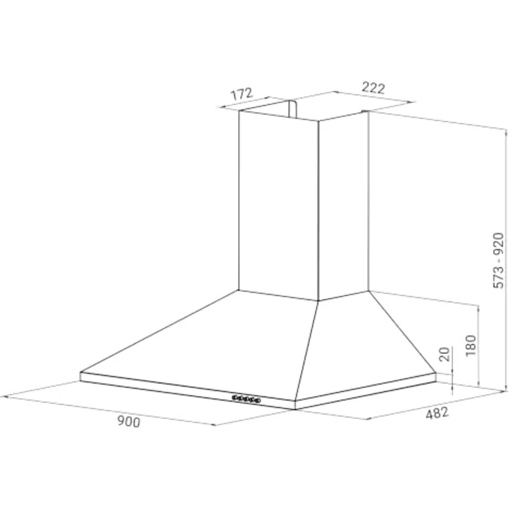 KKT KOLBE Dunstabzugshaube KAIRO9005S, 90 cm Schwarz, Umluft/Abluft, 3 Leistungsstufen, LED-Beleuchtung, Druckknopf-Bedienung, inkl. Kohlefilter – Bild 7