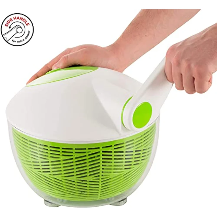 Salatschleuder 26 cm, weiss-grün - mit Stopptaste auf dem Deckel – Bild 3