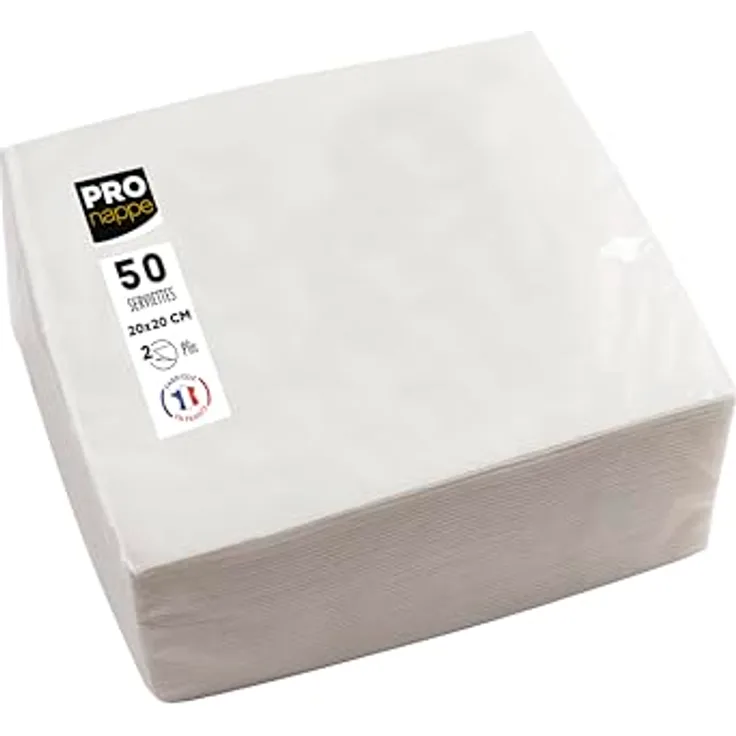 Pro Nappe SV622001I Cocktailservietten, 20 x 20 cm, 2-lagig aus Mikro-Waffelpapier, Weiß, 50 Stück