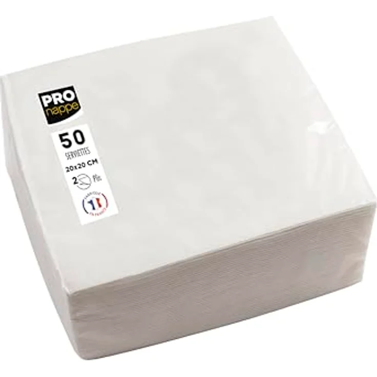 Pro Nappe SV622001I Cocktailservietten, 20 x 20 cm, 2-lagig aus Mikro-Waffelpapier, Weiß, 50 Stück – Bild 1