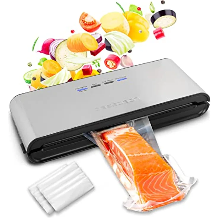 classbach® Vakuumiergerät Vakuumierer Set inkl. Vakuum Beutel, Lebensmittel Einschweißgerät für 8x längere Frische, perfekt als Sous Vide, C-VK 4000, Edelstahl