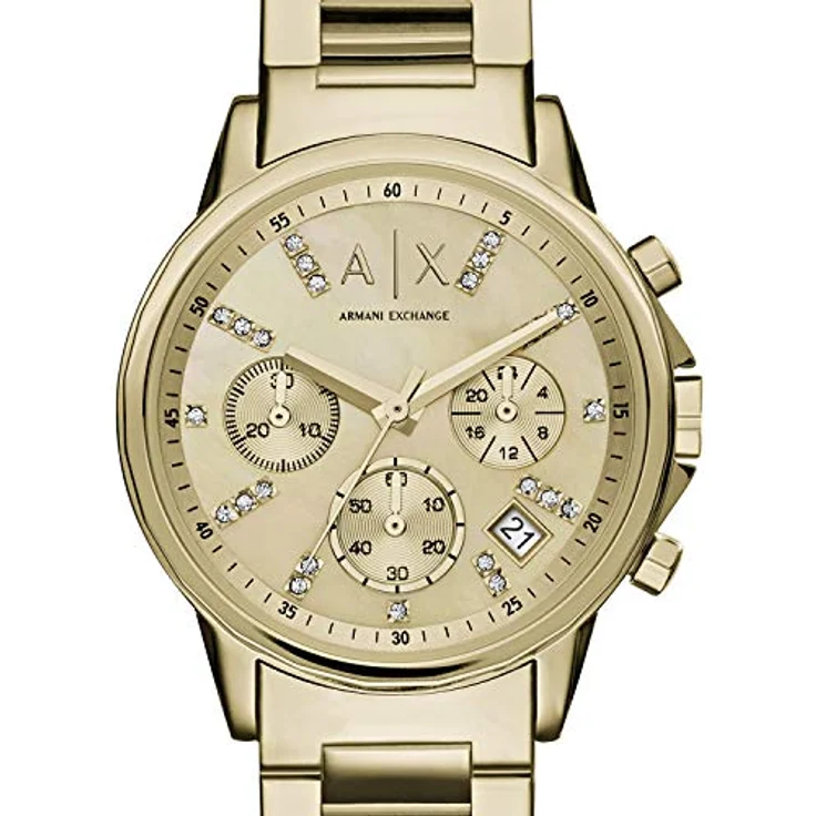 Armani Exchange Uhr für Damen , QuarzChronographenwerk, 36mm GoldEdelstahlgehäuse mit Edelstahlarmband, AX4327 – Bild 3
