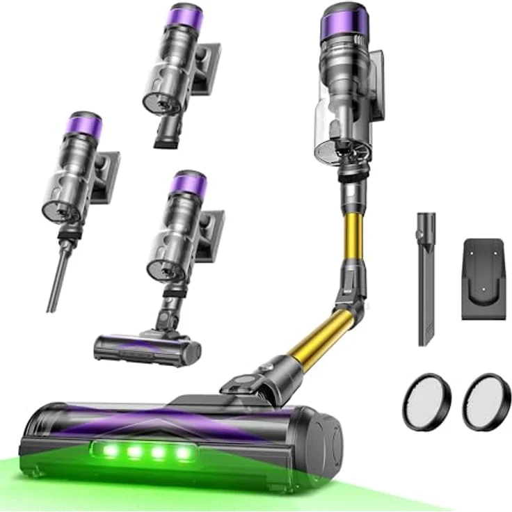 Ultenic U20, Akku Staubsauger mit 55000Pa Saugkraft, 600W Motor, 60Min Laufzeit, selbststehendes Design, flexibles Biegegelenk, GreenEye-Technologie, Anti-Tangle Bodenbürste für Hartböden und Teppiche, ideal für Tierhaare – Bild 1