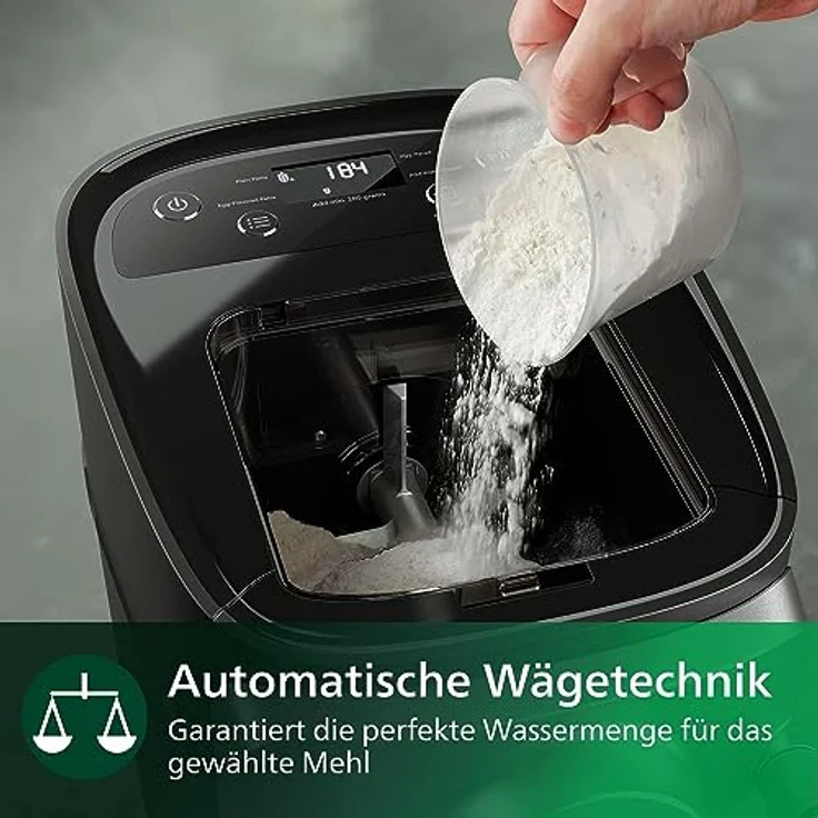 Philips Nudelmaschine Serie 7000 - ProExtrude-Technologie, Automatisches Abwiegen, vollautomatisch, 8 Formscheiben, Schwarz (HR2665/93) – Bild 4