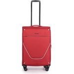 Stratic Strong Koffer Weichschale Reisekoffer Trolley Rollkoffer Handgepäck, TSA Kofferschloss, 4 Rollen, Erweiterbar, Größe M, Rot