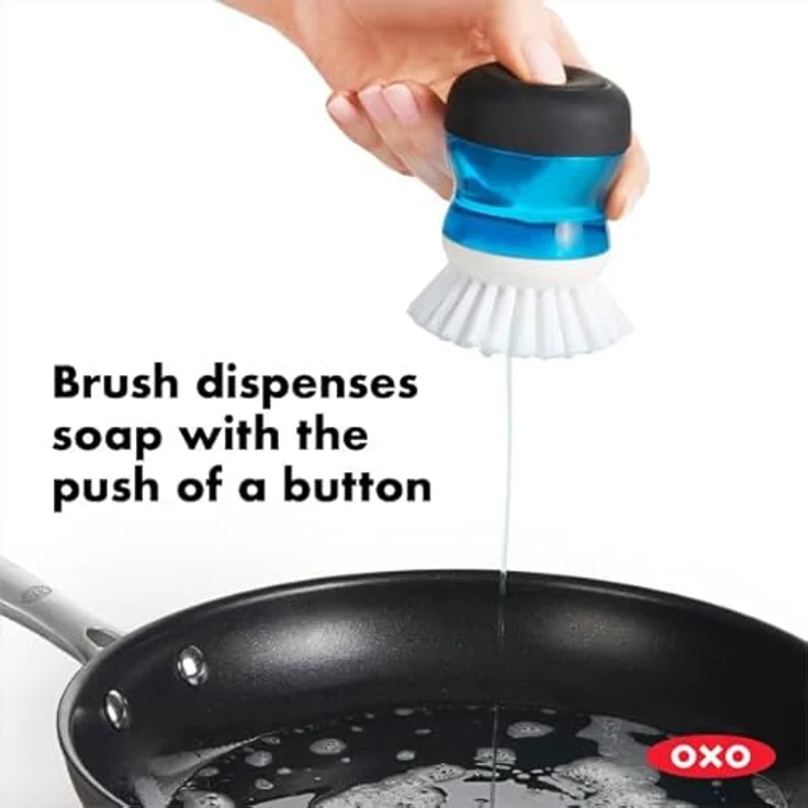 OXO Good Grips Handbürste mit Spülmittelspender in Aufbewahrungsschale – Bild 2