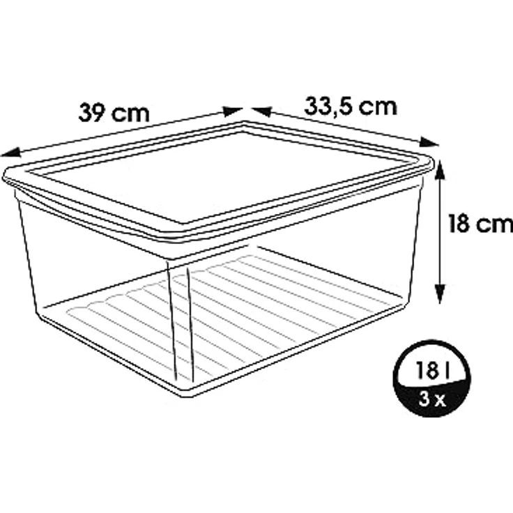 keeeper Aufbewahrungsboxen mit Air Control System, 3-teiliges Set, Höhe: 18 cm, 3 x 18 l, 39 x 33,5 x 18 cm, Bea, Transparent – Bild 2