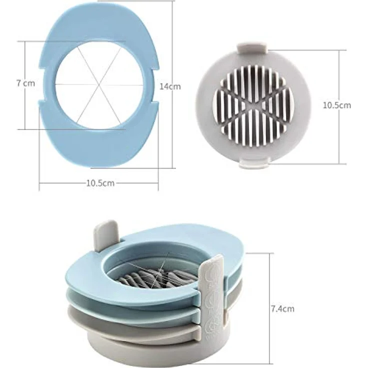 ruibo 3 in 1 Eierschneider-Cutter mit 3 Hobeln Styles Edelstahl Schneiden Drähte, hart oder Eierschneider – Bild 3