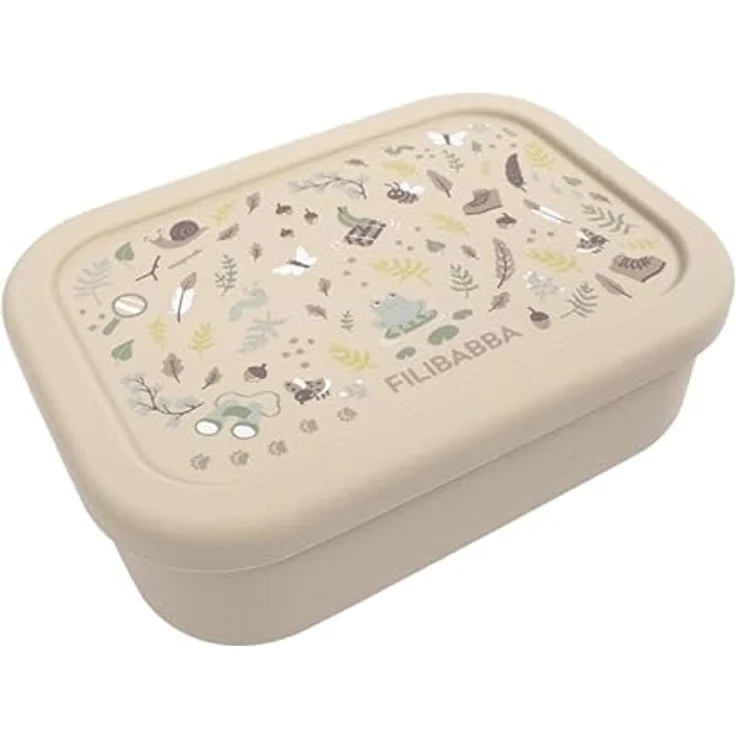 Filibabba Brotdose aus Silikon - Lucky, 700 ml Lunchbox in Beige, mit 3 Fächern, spülmaschinenfest und mikrowellengeeignet ohne Deckel – Bild 2
