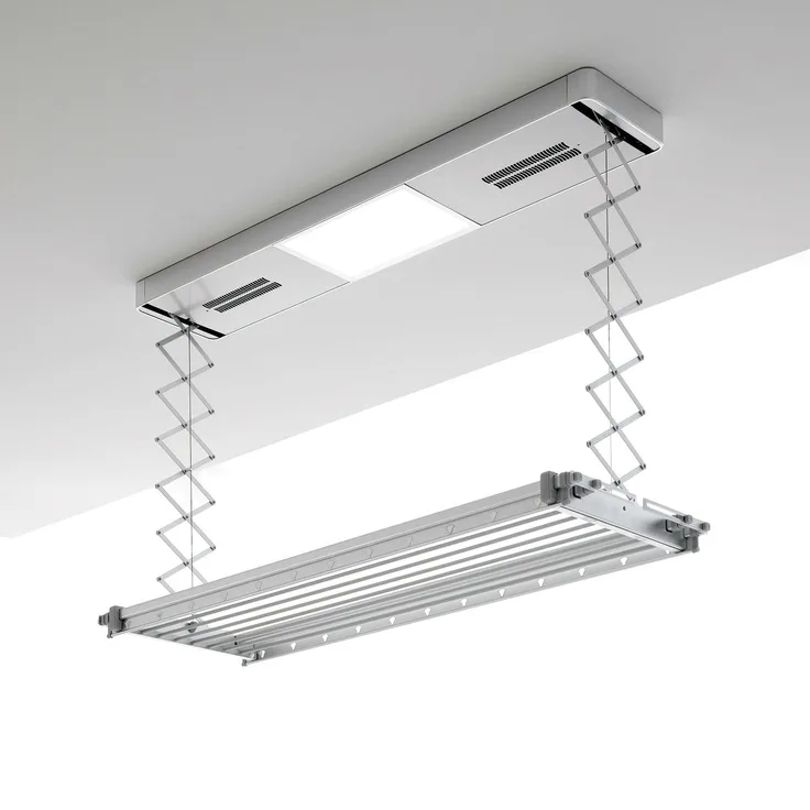 Foxydry PRO Elektrischer Decken-Wäscheständer mit Fernbedienung, Heißluftventilation, 122 cm, max. 35 kg belastbar