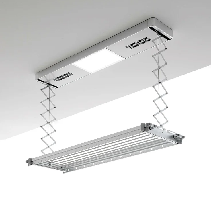 Foxydry PRO Elektrischer Decken-Wäscheständer mit Fernbedienung, Heißluftventilation, 122 cm, max. 35 kg belastbar